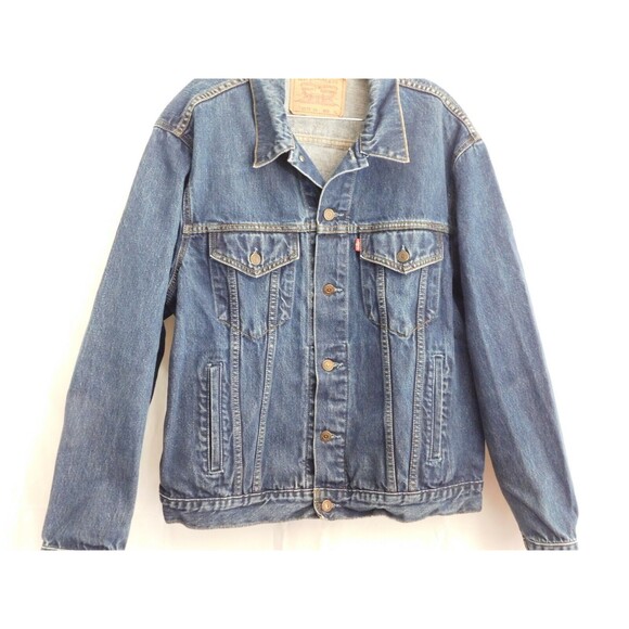 Men Levi Strauss & Co Denim Jacket Biker Blue Cotton Button Breathable Size XL - Picture 5 of 10